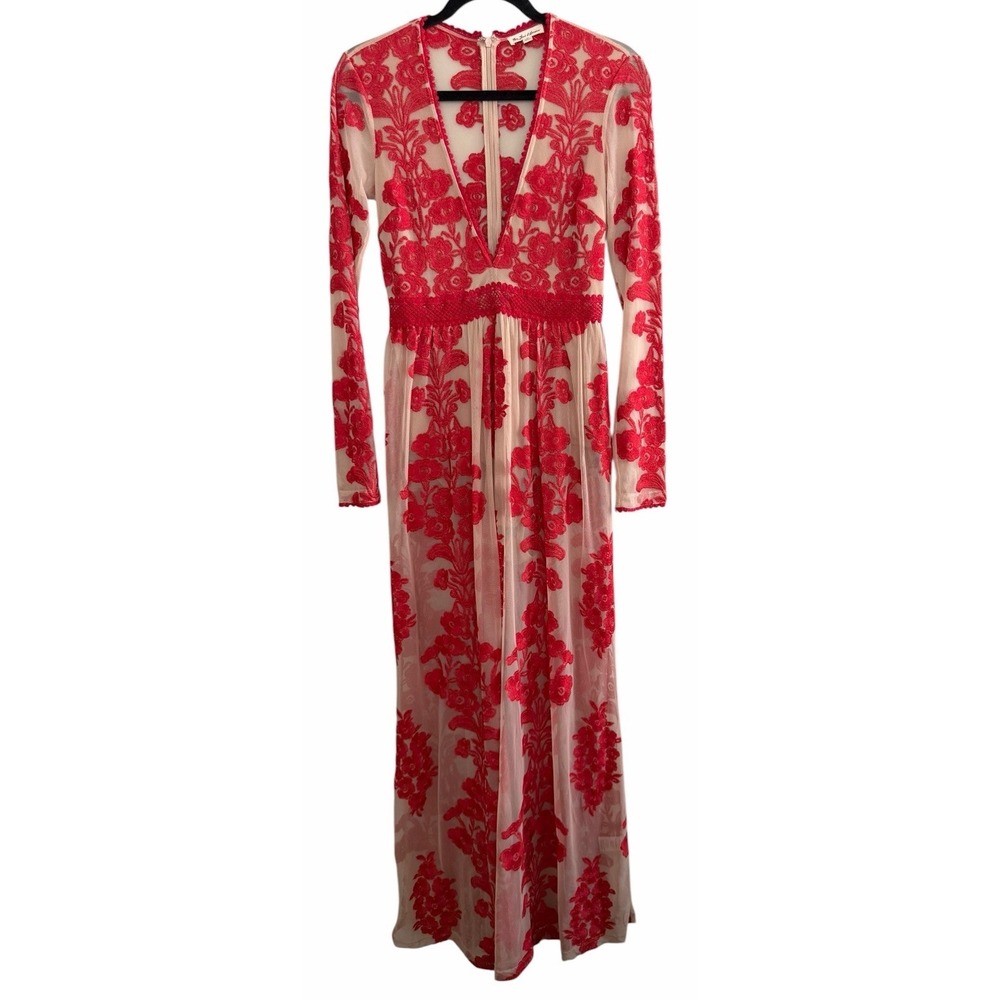 For Love‎ & Lemons Temecula Maxi Dress Red Floral Women's Size Medium